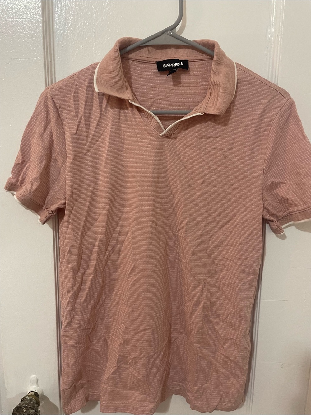 Express Men’s Blush Pink Polo with White Trim